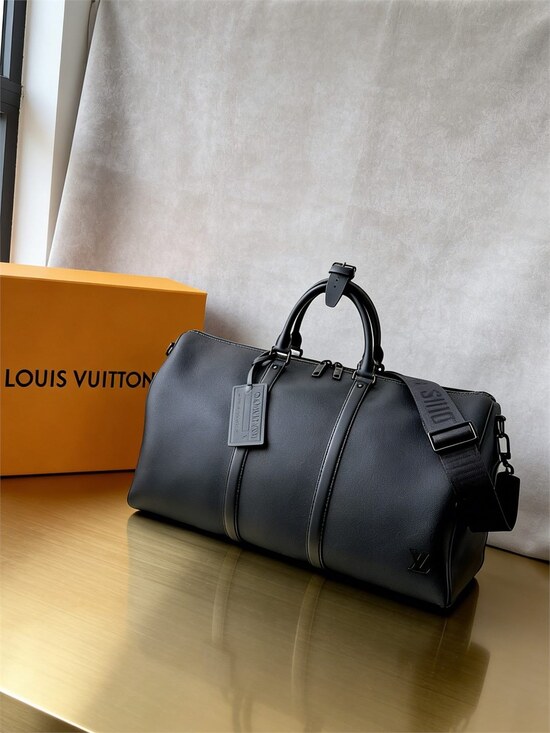 None Handbags - Louis Vuitton Keepall Bandoulière 50 Aerogram Black